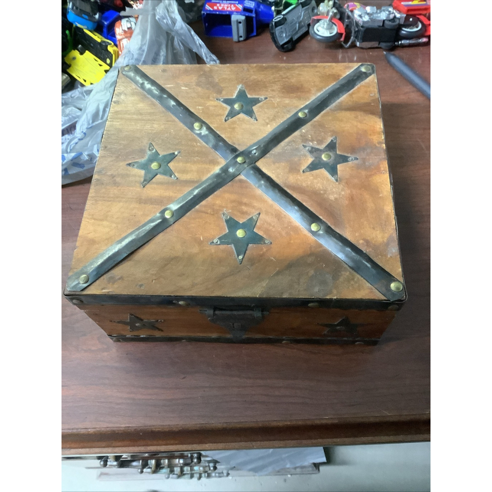 Vintage decorative wooden box Handmade wooden keepsake stars Rustic Cottage